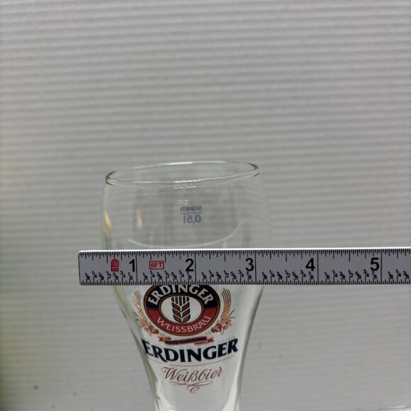ERDINGER WEISSBRAU BEER GLASSES 20 OZ - 10" Tall Gold Etching - 2143 - Picture 3 of 6